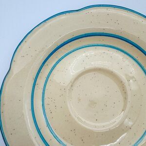 Stangl 70’s Petite Flowers Set of 2 Saucer Cream Blue Rim Side Plates 6" Vintage